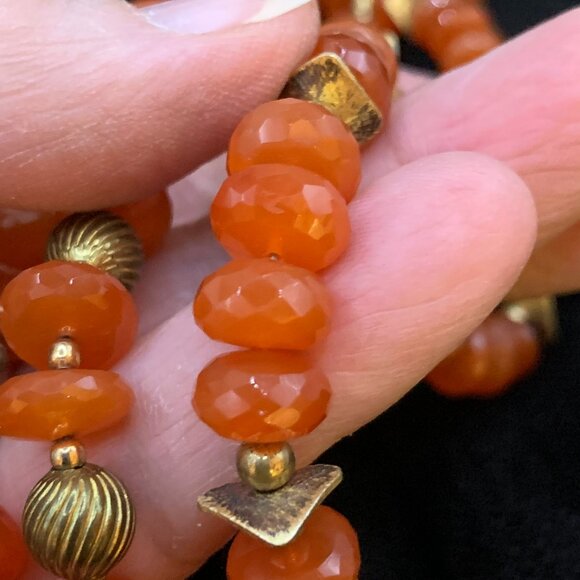 Carnelian Facet Cut Roundel Beads Vermeil John Beeman Design 4 Strand Necklace - Picture 4 of 14